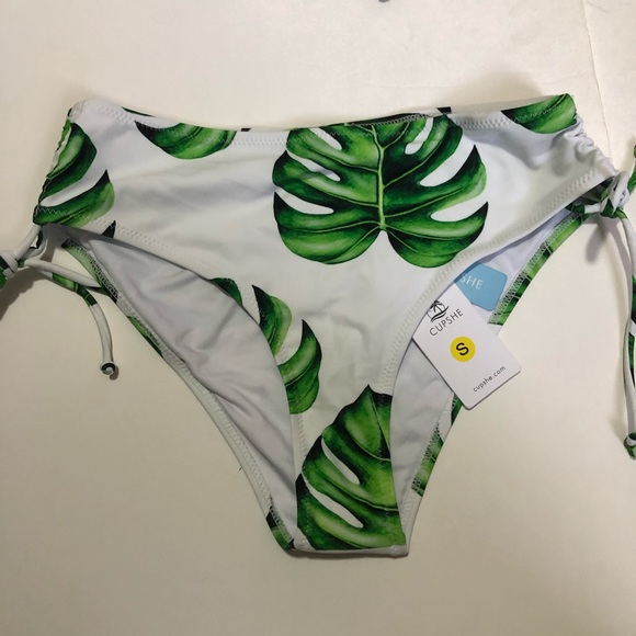 CUPSHE Green and Leaf Print Lace Up Bikini Set - Picture 6 of 8